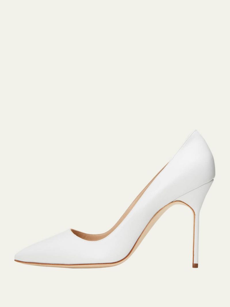 Dam Högklackat Guld Alomond Toe Stiletto Heel Dress Pumps - Vit