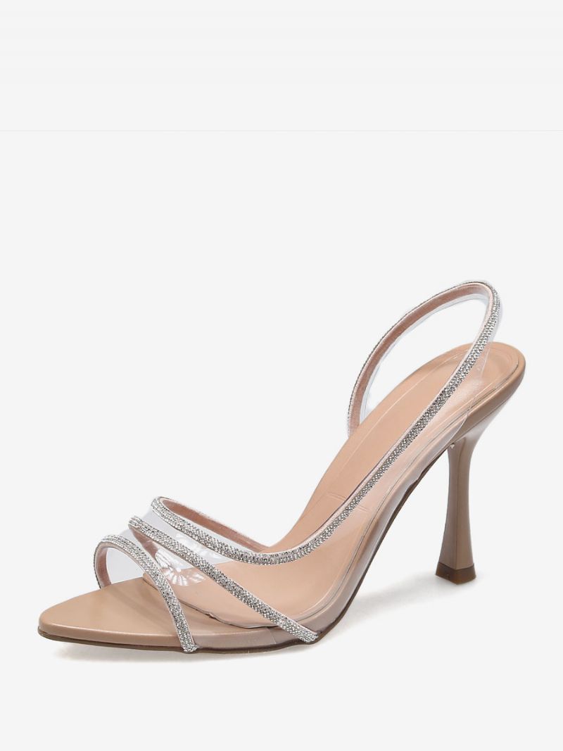 Dam Högklackat Strass Med Öppen Tå Slingback Pumps