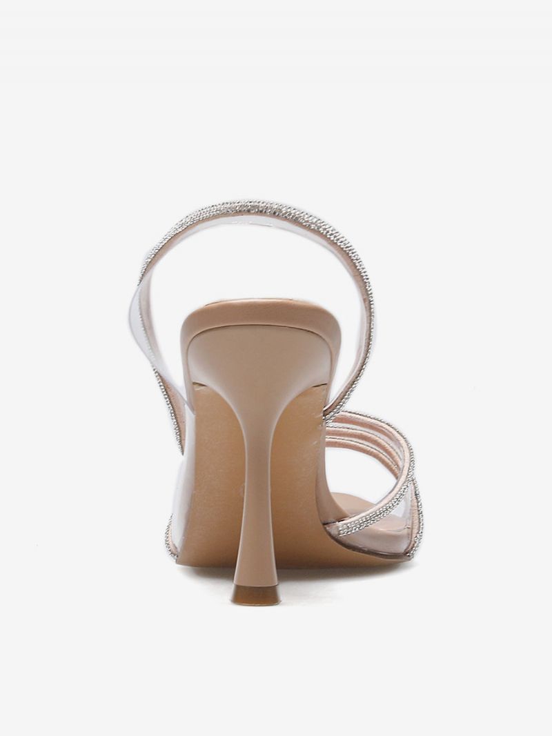 Dam Högklackat Strass Med Öppen Tå Slingback Pumps - Ljusgul