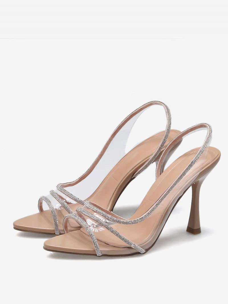 Dam Högklackat Strass Med Öppen Tå Slingback Pumps - Ljusgul