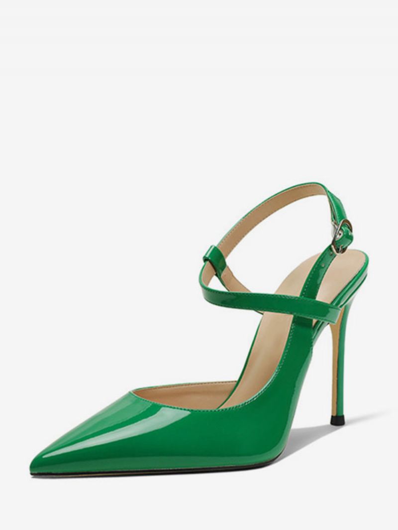 Dam Högklackat Svart Spetsad Tå Sandaler Stilettklack Slingback Pumps - Grön