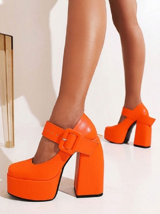 Dam Mary Jane Buckle Platform Chunky Heel Pumps