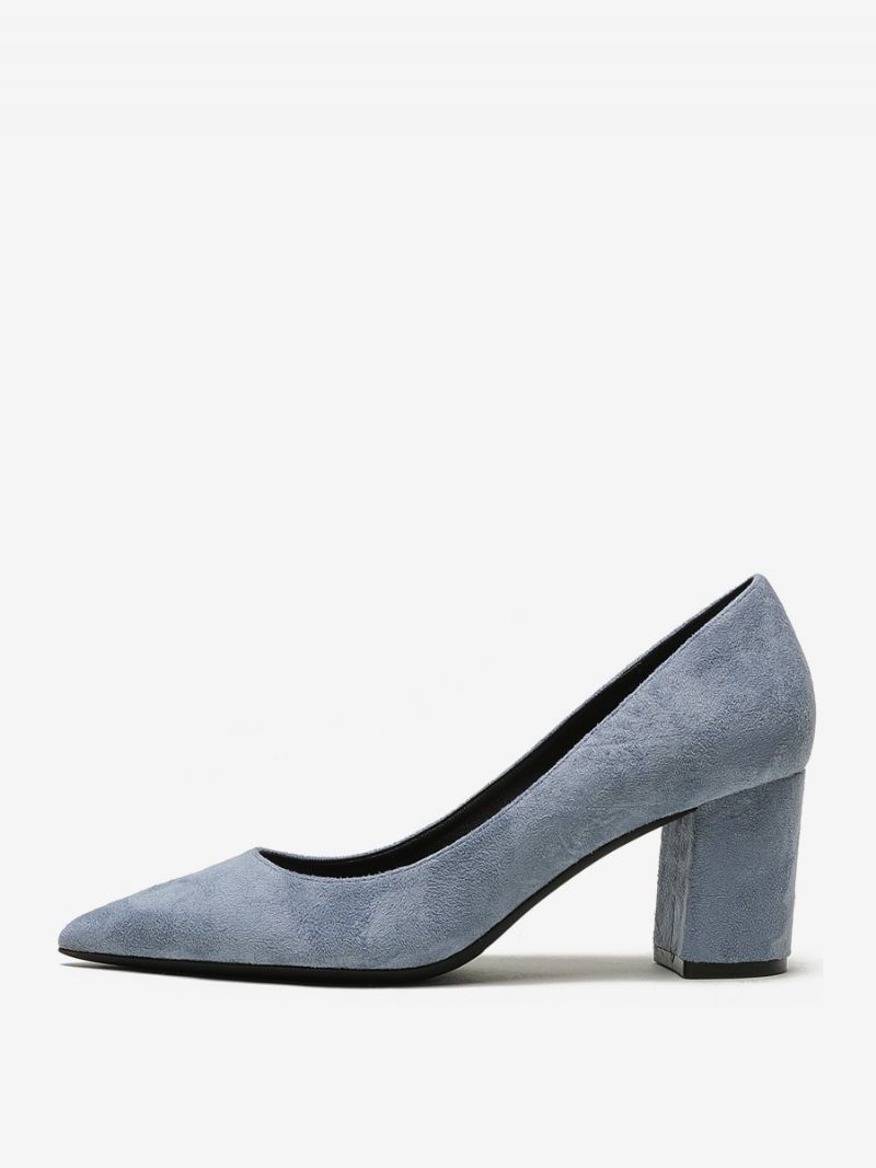 Dam Mocka Block Heel Pumps Brun Spetsig Tå Slip-on Heels - Teal