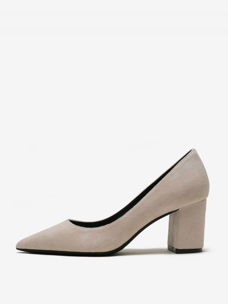 Dam Mocka Block Heel Pumps Brun Spetsig Tå Slip-on Heels - Gul / Röd