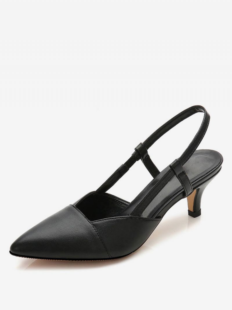 Dam Slingback Kitten Prom Heel Pumps I Aprikos - Svart