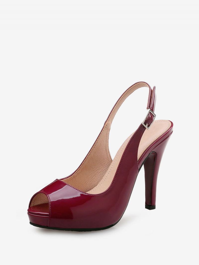 Dam Slingback Pumps Peep Toe Stiletto Prom Heel I Bourgogne