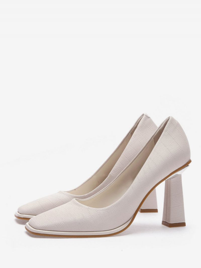 Damklackar Chic Square Toe Pumps Chunky Heel Pu-läder