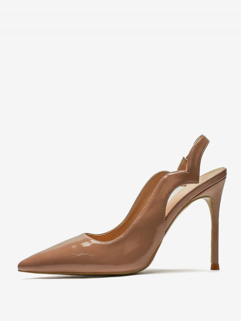 Höga Klackar För Damer I Plusstorlek Med Spetsad Tå Slingback Pumps - Kamel