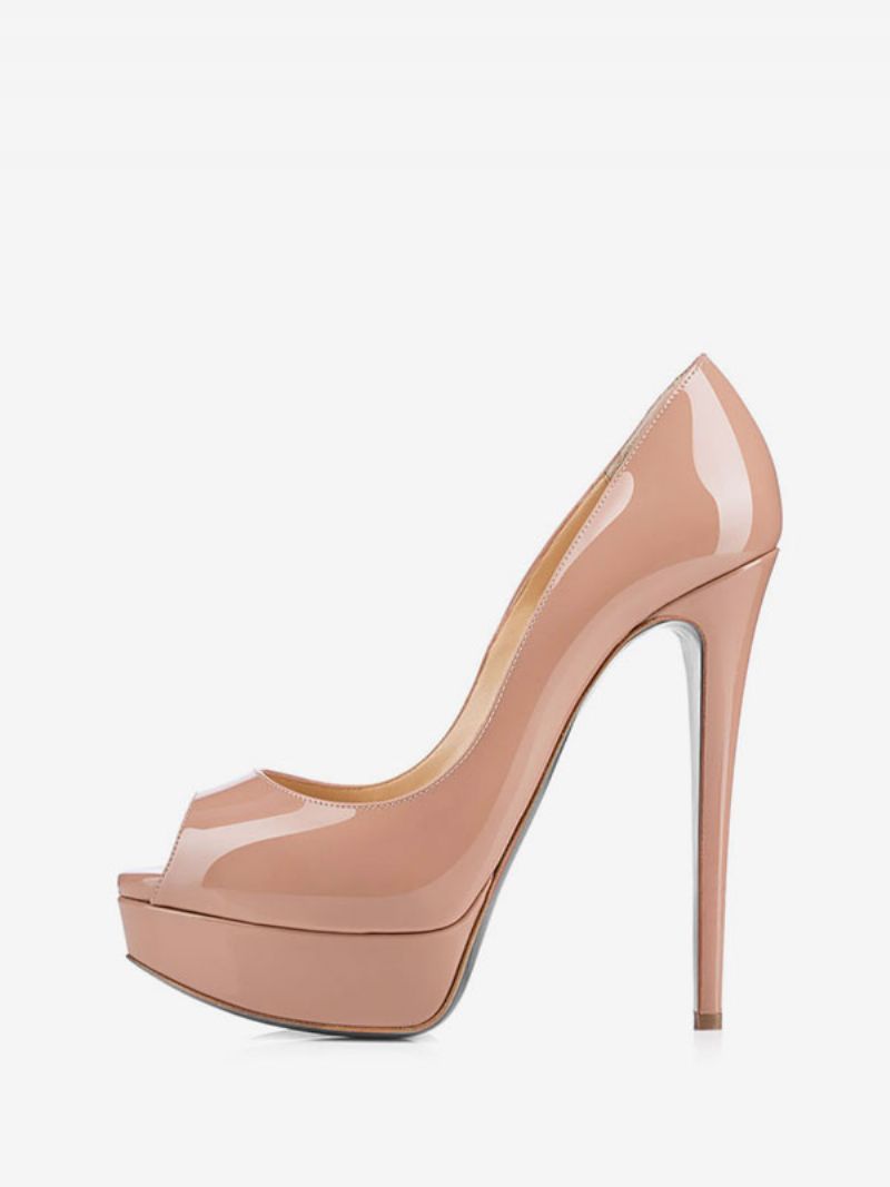 Kvinnor Svart Peep Toe Heels Plattform Stiletto Heel Pumps Sexiga Skor - Gul / Röd