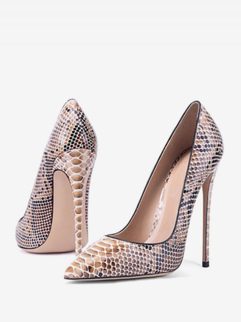 Kvinnors Höga Klackar Med Spetsad Tå Snake Print Stiletto Heel Pumps