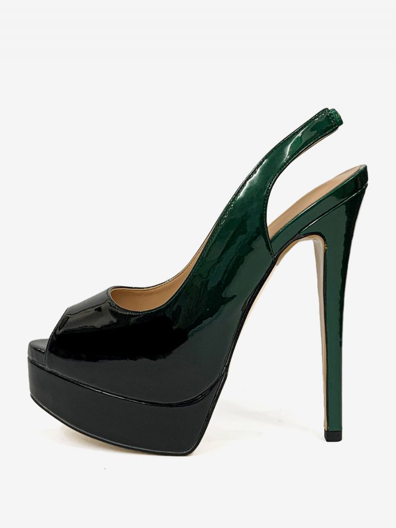 Kvinnors Höga Klackar Peep Toe Platform Stiletto Heel Pumps - Delad Färg