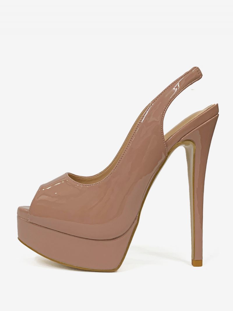 Kvinnors Höga Klackar Peep Toe Platform Stiletto Heel Pumps - Kamel