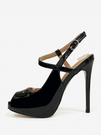 Kvinnors Höga Klackar Peep Toe Stiletto Heel Slingback Pumps