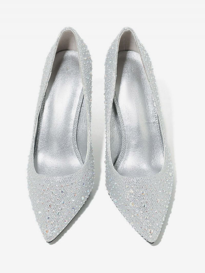 Kvinnors Höga Klackar Stiletto Heel Pumps Paljettduk - Silver