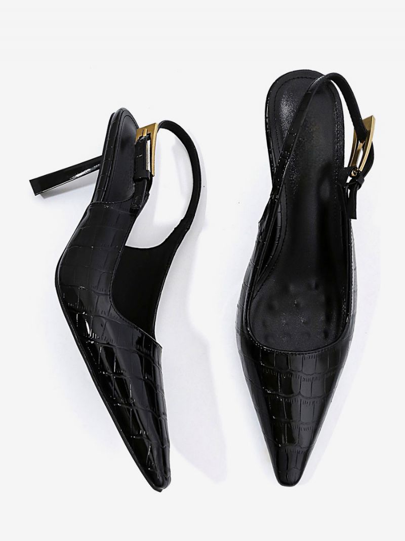 Kvinnors Högklackade Spetsiga Tå Specialformade Slingback Pumps - Svart