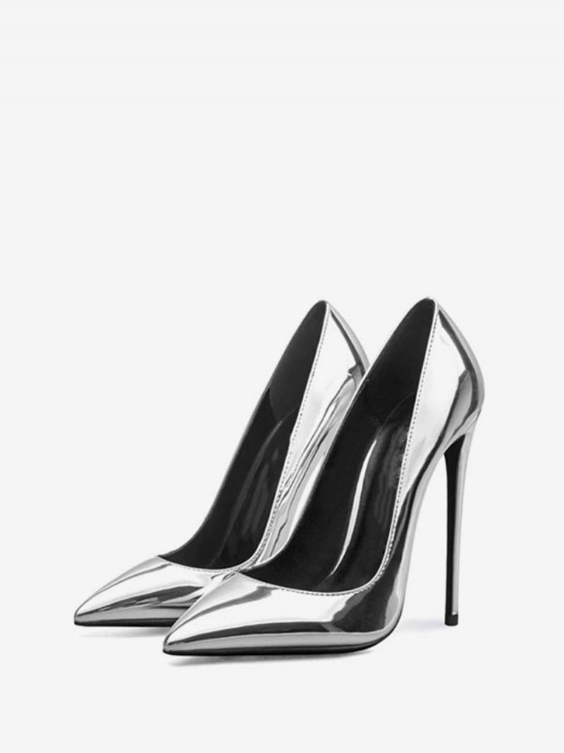 Kvinnors Högklackade Spetsiga Tå Stilettklack Mode Sexiga Pumps - Silver