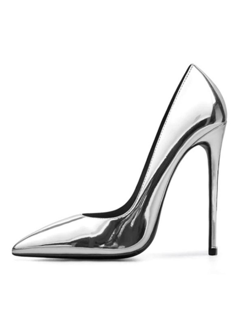 Kvinnors Högklackade Spetsiga Tå Stilettklack Mode Sexiga Pumps - Silver