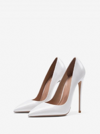 Kvinnors Lackläder Stiletto Heel Pumps Vit