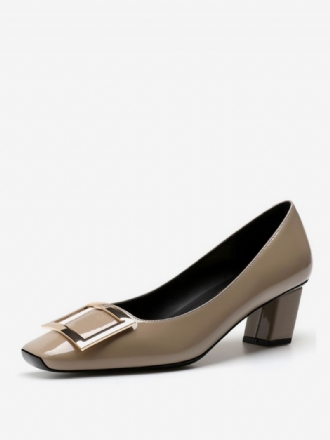 Kvinnors Medel-låga Klackar Chunky Heel Lackläder Pumps