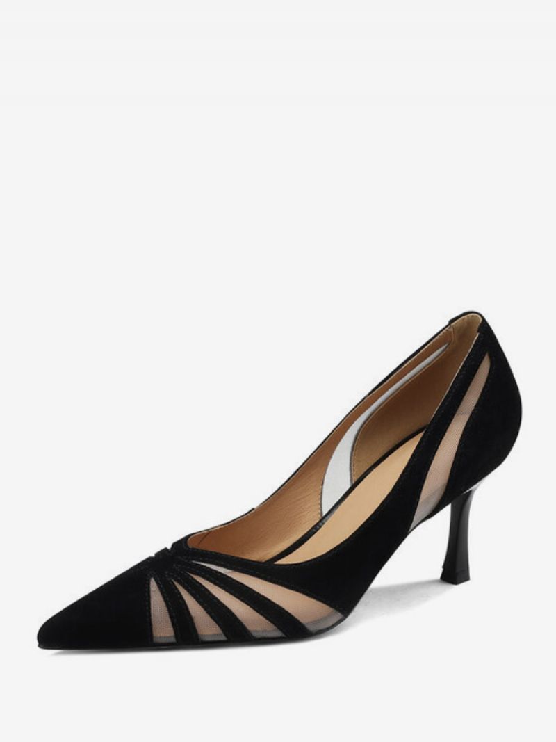 Kvinnors Präglade Spetsiga Tåklackar & Pumps Kitten Heel Konstläder