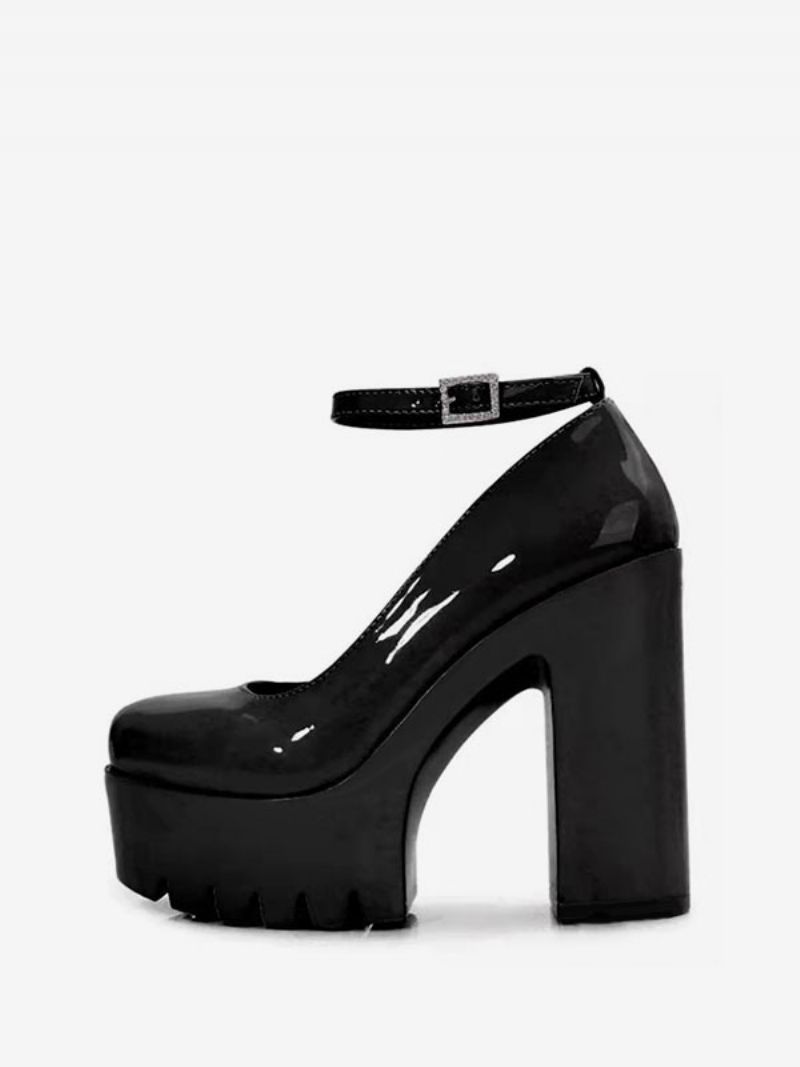 Kvinnors Street Wear Chic Heels & Pumps Rund Toe Chunky Heel - Svart