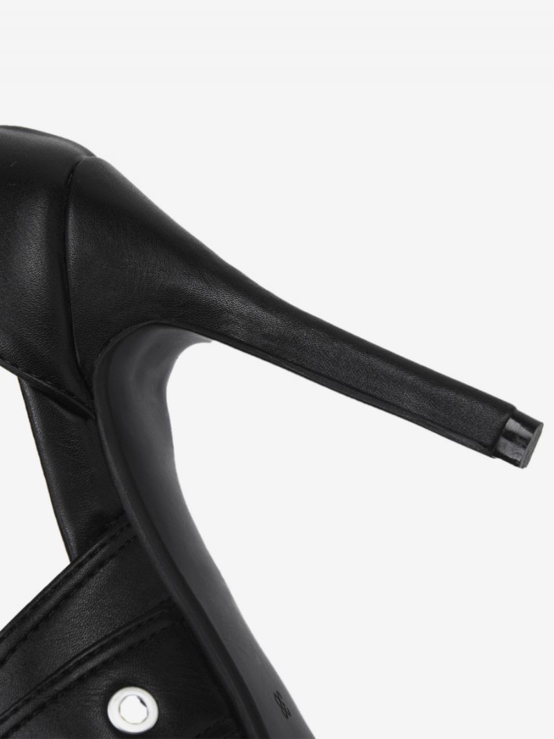 Kvinnors Svarta Högklackade Spetsade Tåspänne Detalj Stiletto Heel Pumps - Svart