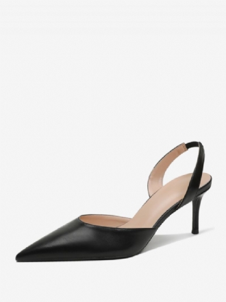 Kvinnors Svarta Klackar Med Spetsad Tå Stilettklack Slingback Pumps