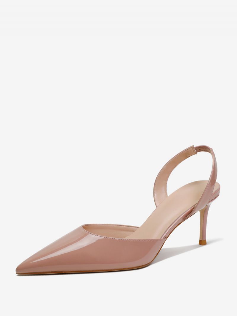 Kvinnors Svarta Klackar Med Spetsad Tå Stilettklack Slingback Pumps - Kött