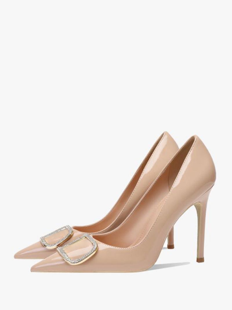 Kvinnors Svarta Klackar Strass Spetsad Tå Stiletto Heel Pumps - Gul / Röd