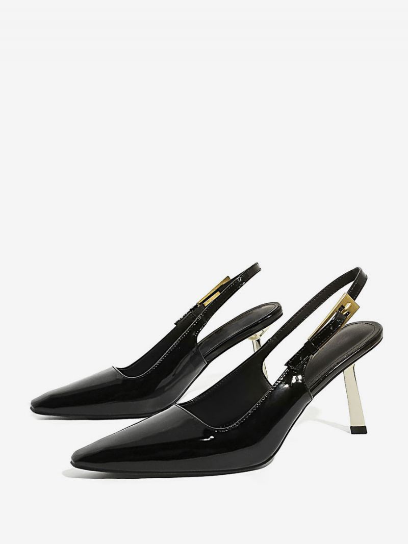 Kvinnors Svarta Klänningsskor Spetsiga Tå Specialformade Högklackade Slingback Pumps