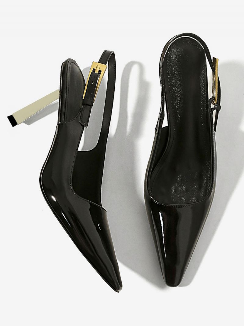 Kvinnors Svarta Klänningsskor Spetsiga Tå Specialformade Högklackade Slingback Pumps - Svart