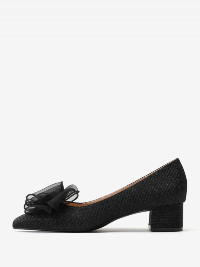 Medel-låga Klackar För Kvinnor Slip-on Bågar Square Toe Pumps Chunky Heel Office & Career Black - Svart