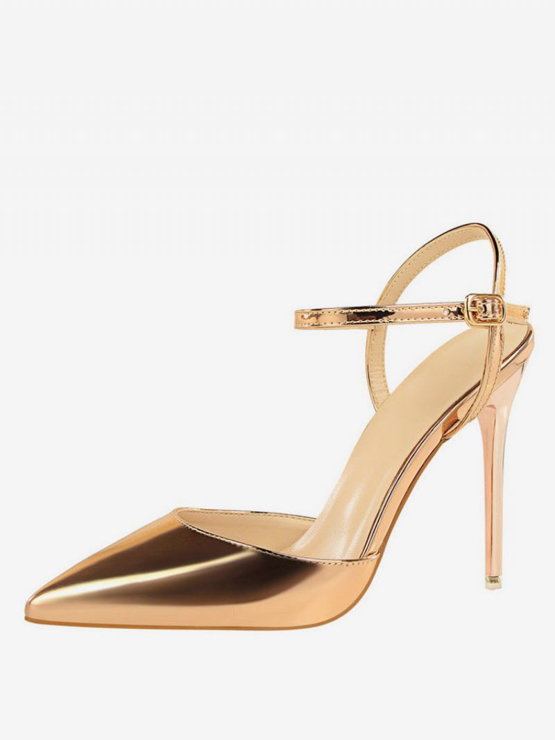 Naken Högklackat Spetsad Tå Slingback Pumps För Kvinnor - Champagne