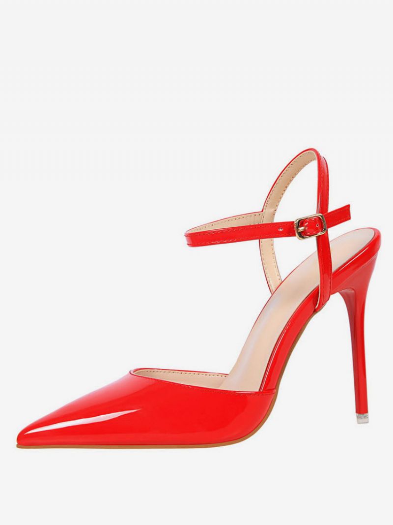 Naken Högklackat Spetsad Tå Slingback Pumps För Kvinnor - Ture Red