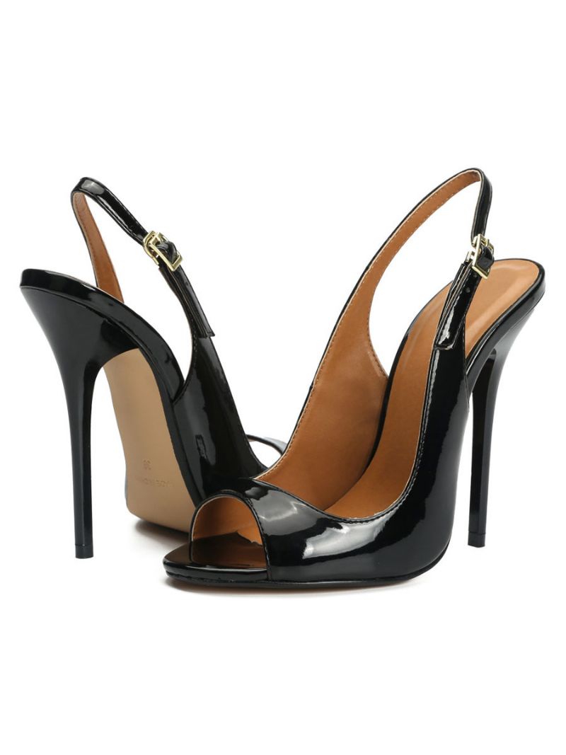 Peep Toe Slingback Heel Pumps För Kvinnor I Svart - Svart