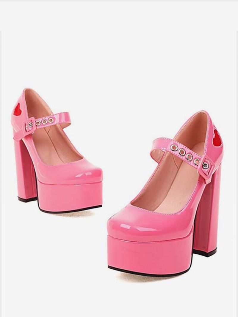 Rött Hjärta För Kvinnor Mary Jane Heels - Rosa