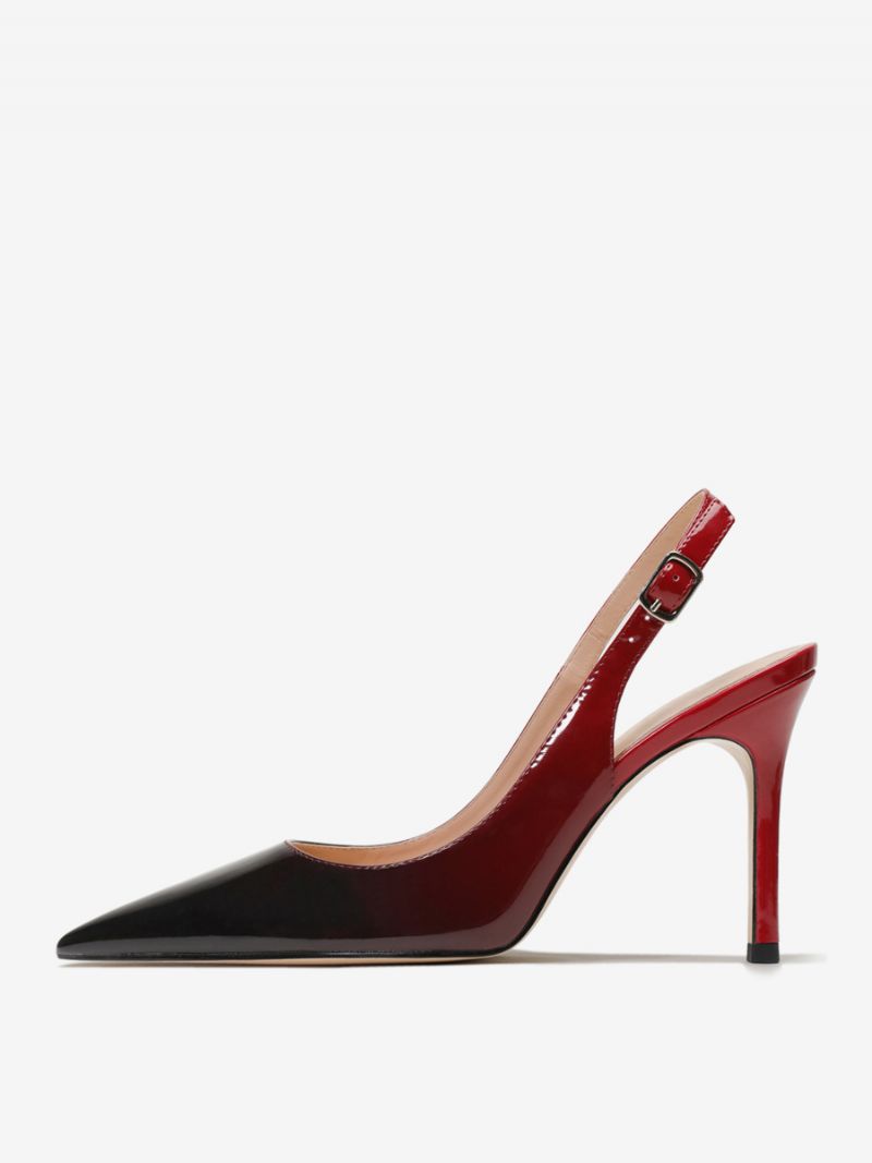 Slingback Klackar För Kvinnor Knappar Stiletto Heel Pumps - Röd