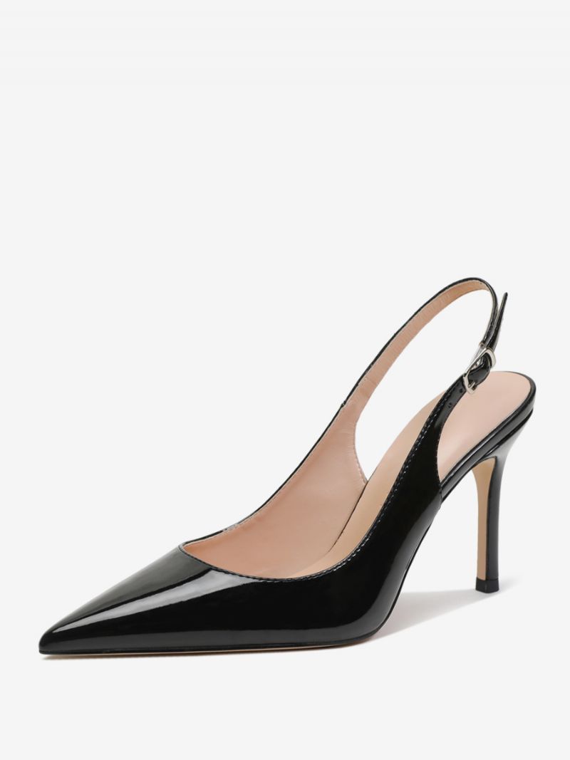 Slingback Klackar För Kvinnor Knappar Stiletto Heel Pumps - Svart