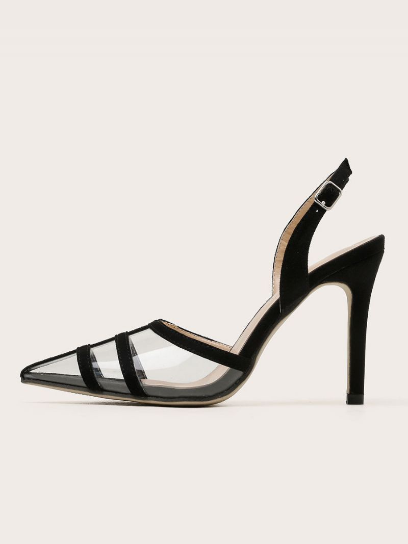 Slingback Pumps Med Stilettklack I Klar Pvc För Kvinnor - Svart