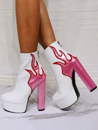 Flame Platform Chunky Heel Ankelboots För Kvinnor