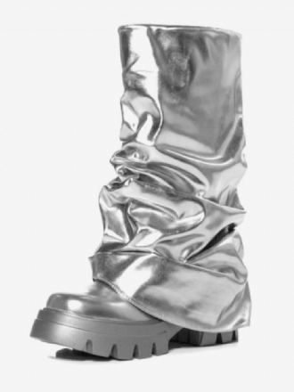 Silver Slouch Stövlar Dam Rund Toe Platta Booties