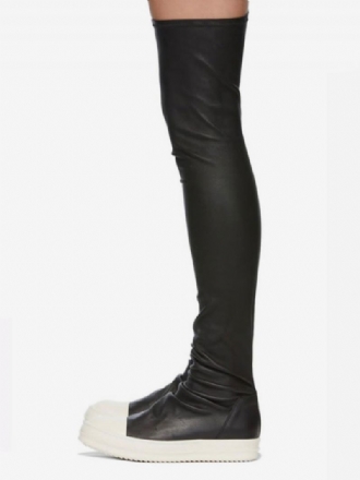 Stövlar Över Knä Dam Rund Toe Strumpa Ruched Thigh High Sneakers