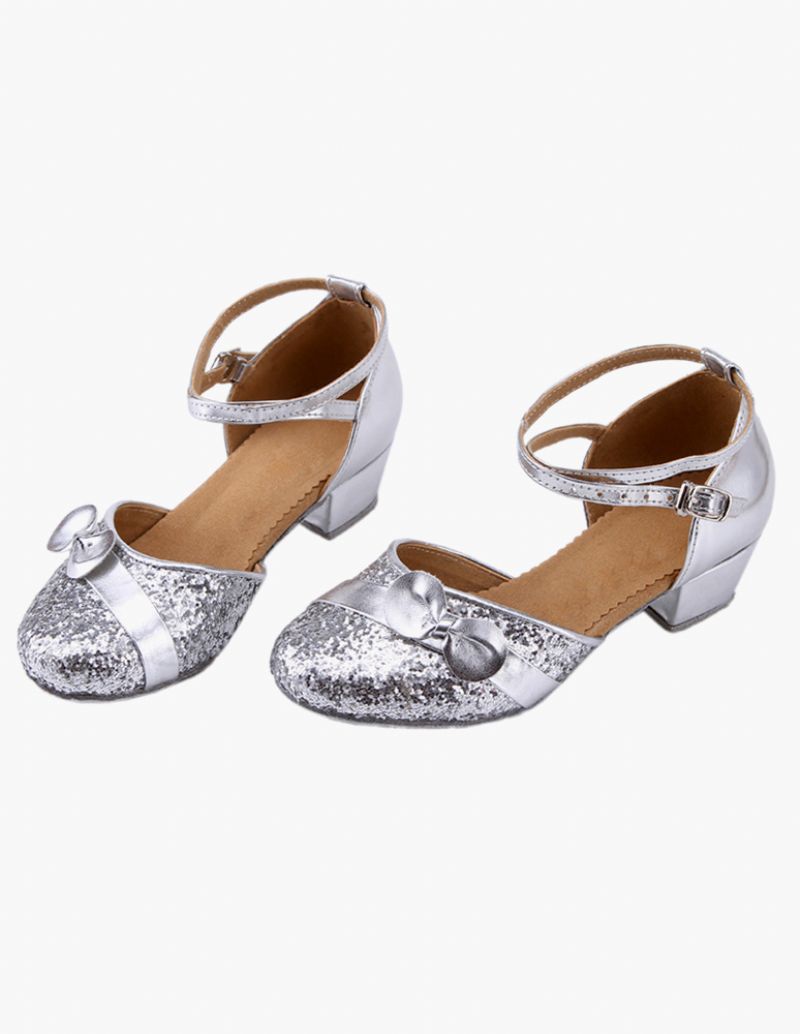 Dam Ankelband Glitter Latinsk Dansskor - Silver