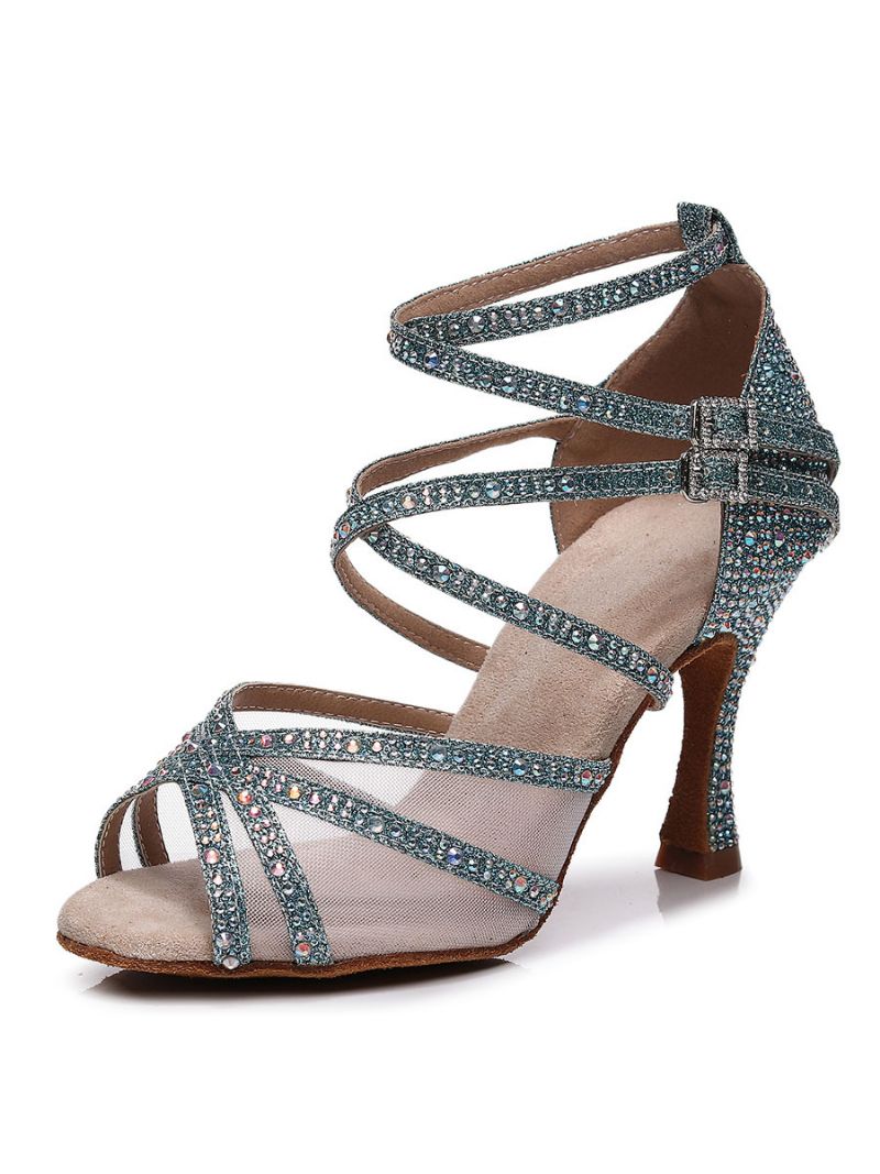 Dam Rhinestones Strappy Dance Sandaler - Ljus Himmelsblå