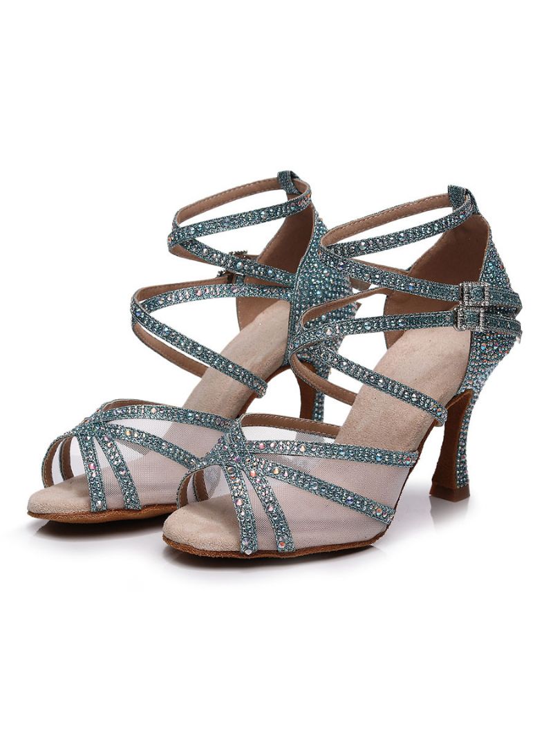 Dam Rhinestones Strappy Dance Sandaler - Ljus Himmelsblå