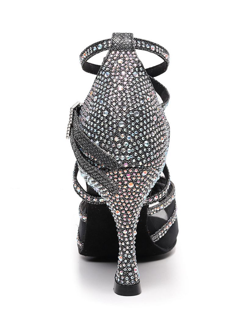 Dam Rhinestones Strappy Dance Sandaler - Svart