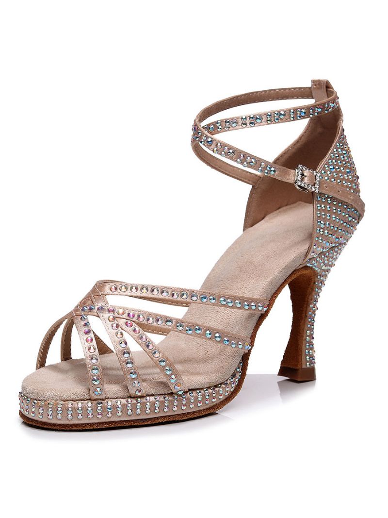 Dam Rhinestones Strappy Dansskor - Champagne