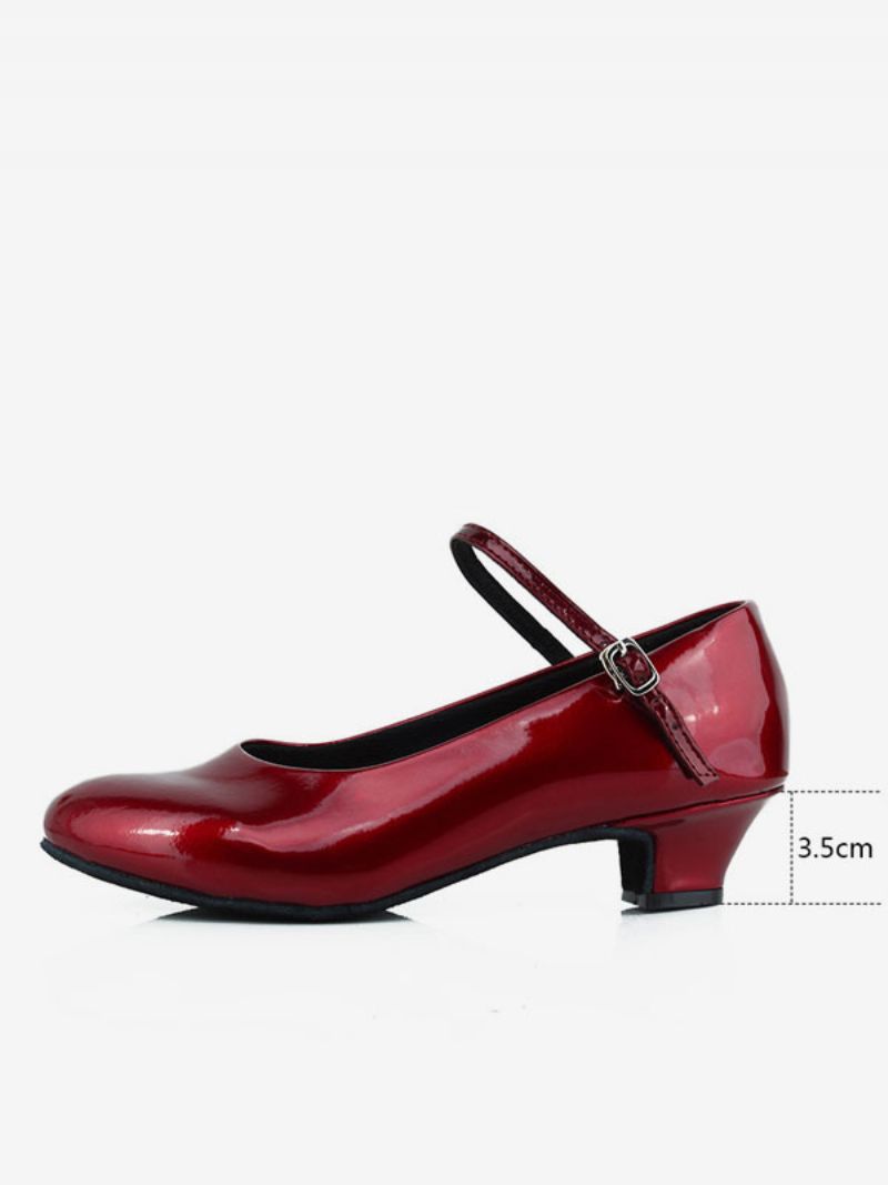 Latindansskor För Kvinnor Polyester Burgundy Rund Toe Spänne Dansskor - Bourgogne