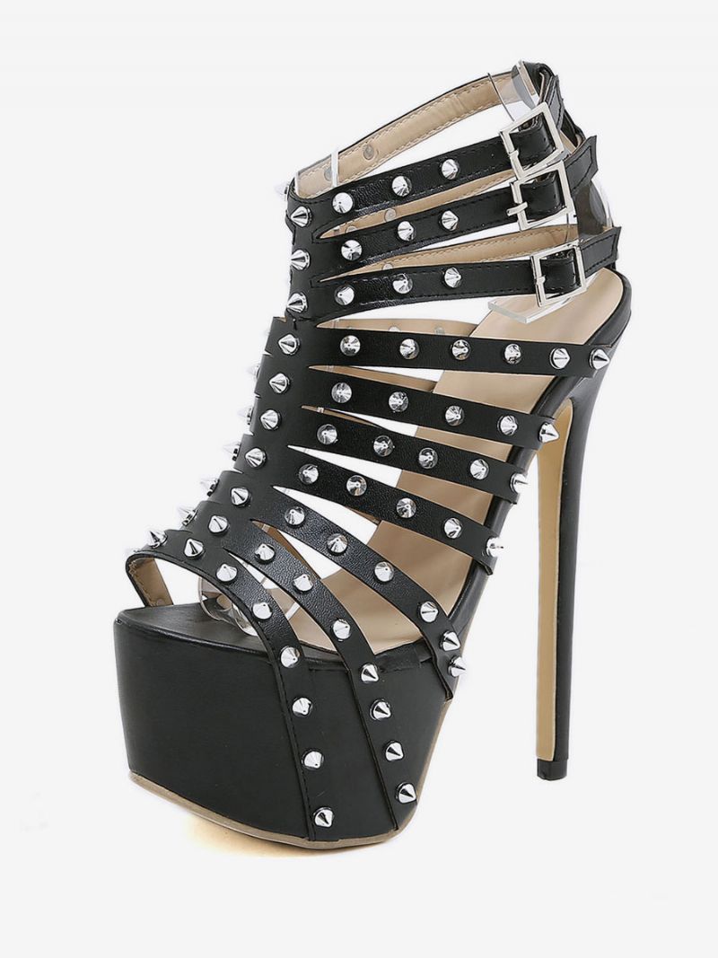 Pole Dance Skor Dam Med Strappy Studs Platform Klackar