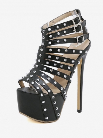 Pole Dance Skor Dam Med Strappy Studs Platform Klackar